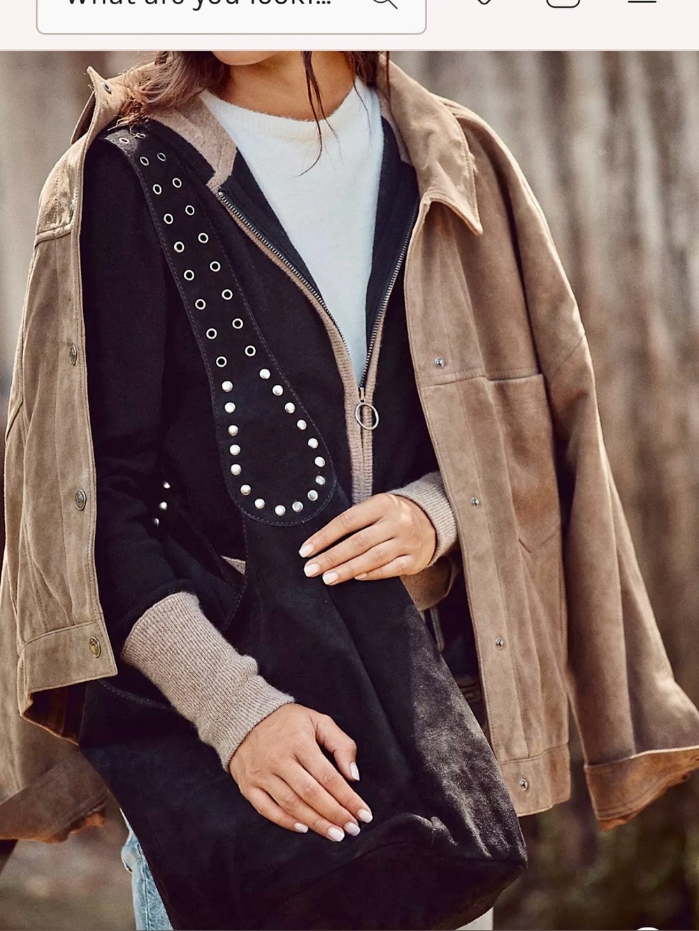 Free People Suede Hobo Bag  Black,
